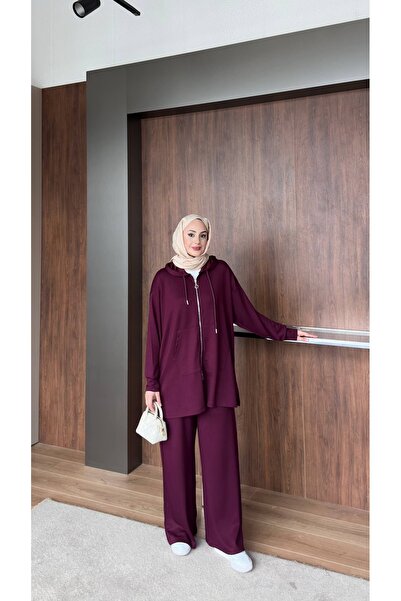 nurvina modest wear Oversize Hooded Modal Fabric Double Pocket Hijab Two-Piec...