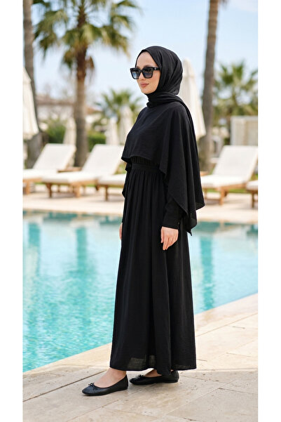 Kirazca Butik Women's Shawl-Looking Cape Detailed Hijab Dress