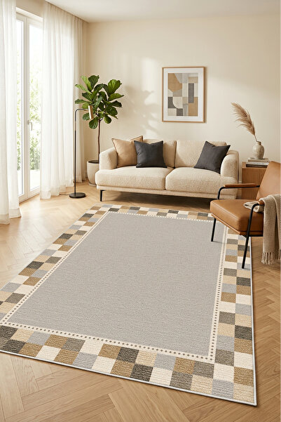 Decomia Home Dijital Kaymaz Yıkanabilir Renkli Salon Halısı Mutfak Halısı Kor...