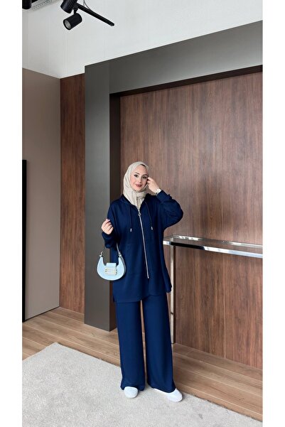 nurvina modest wear Oversize Hooded Modal Fabric Double Pocket Hijab Two-Piec...