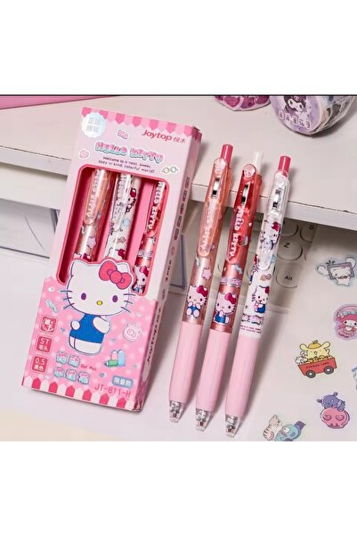 MyBalliStore Sanrio Hello Kitty 3'lü Jel Kalem Seti (siyah yazar)