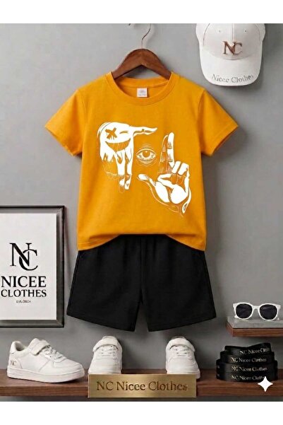 Leto Lykia Summer Children's T-Shirt Shorts Unisex (White with Eye Print on t...