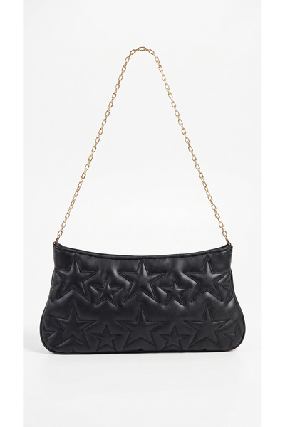 Yıldız Desenli Zincir Askılı Portföy El Kol ve Omuz Çantası Astarlı Clutch Çanta
