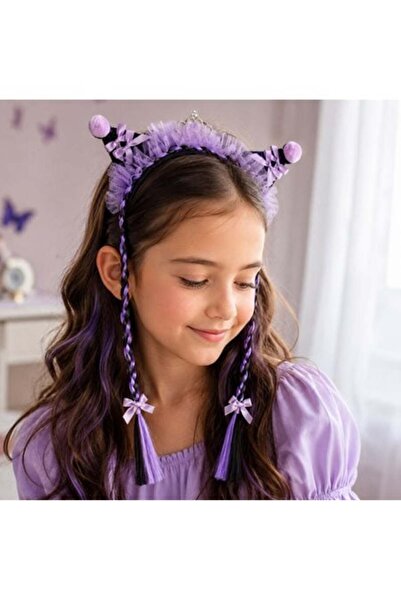 OEM Bentita Par Neagra Mov Impletitura Coroana cu Strasuri Kuromi 45cm