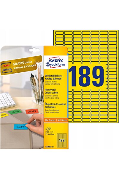 NO BRAND Avery 25.4x10mm 20 coli de etichete de identificare