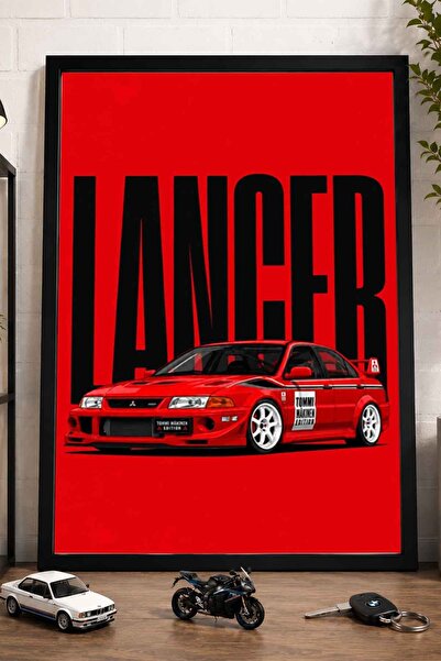 dudekohome Mitsubishi Lancer Evolution Poster Çerçeveli Tablo JDM Araba Duvar...