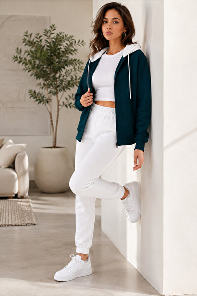 Moda Minimo Women's Cardigan and Jogger Sweatpants Set 3 Yarns Ribbed Cardiga...