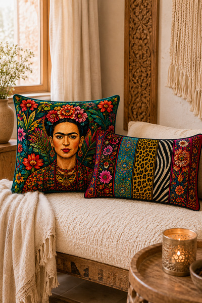 ayshome textile Ays Home 2007 Trend Frida Maksimalist Leopar Desen 2'Li Kırle...