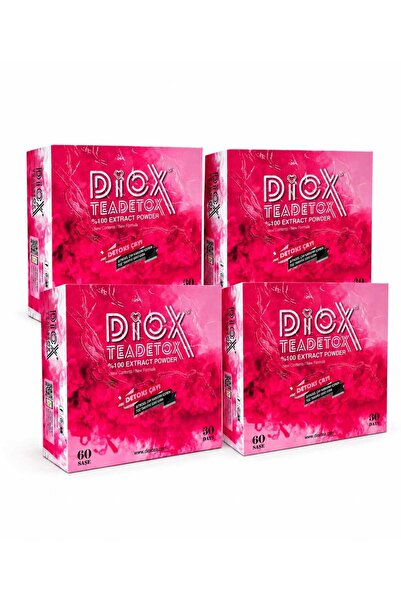 teadetox DiOX Tea Extract Powder Bitkisel Çay Karışımı 60 Saşe 4 Kutu
