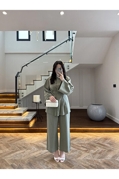 EFİL Green Pleated Detail Tunic Set