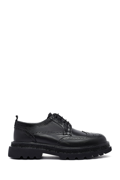 Derimod Men's Black Lace-Up Thick-Soled Leather Casual Shoes Wm780002Dv
