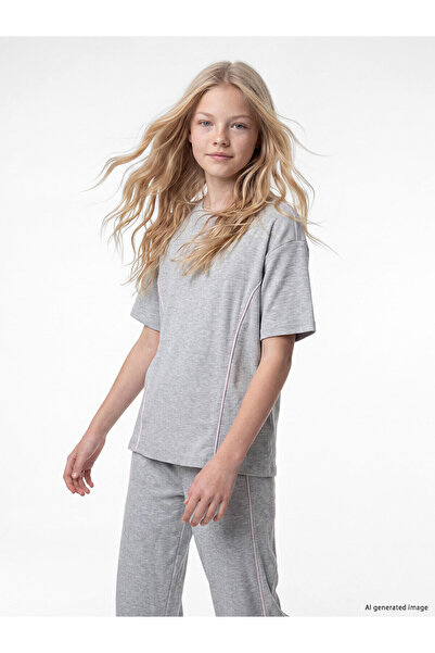 LC Waikiki Lcw Kids Gray Girls' T-Shirt and Pants Set