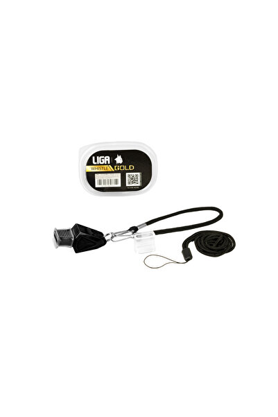 Liga Sport Σφυρίχτρα πλαστική gold με κορδόνι και θήκη (Plastic whistle gold ...