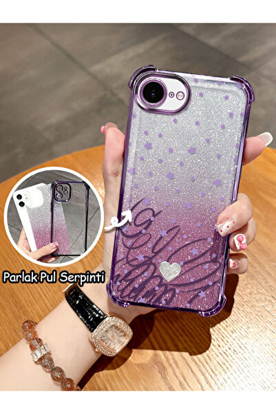 ucuc iPhone 16E/17E Max Uyumlu Şeffaf Dört Köşe Silikon Kaplama Parlak Kenar ...