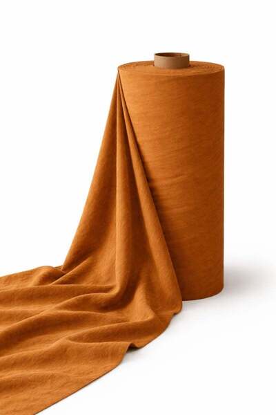 vivamaison Stonewashed Stone Washed 100% Cotton Fabric 240 cm Caramel