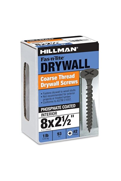 Generic The Hillman Group Coarse Thread Drywall Screw #8 x 2-1/2', Black Phos...