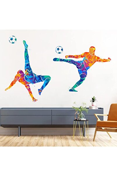 Generic Colors Splash Soccer Players Wall Decal Creative Removable Football P...