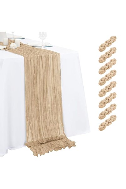 Generic Brand YOOJ® 8 Pack Cheesecloth Table Runners, 22 x 118 Inch Semi Shee...