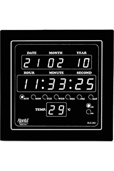 Generic Brand Ajanta Quartz Digital White Led Square Wall Clock Olc - 302 (25...