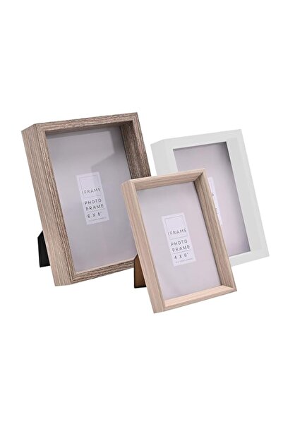 Generic Brand iFrame Set of 3 Photo Frames – Mixed Colour White Washed Wood E...
