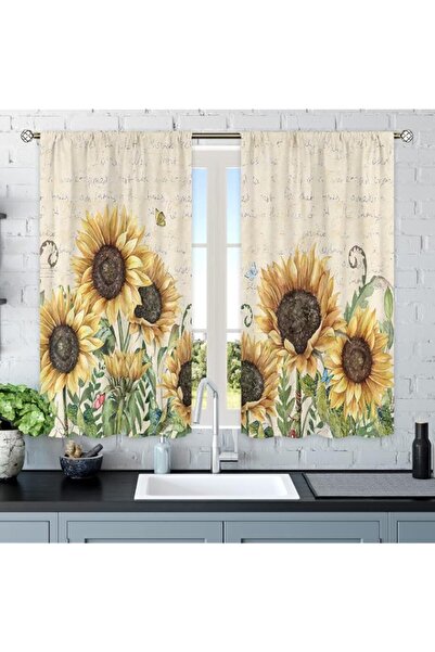 Generic Brand Rustic Sunflower Kitchen Curtains, Farmhouse Yellow Floral Curt...