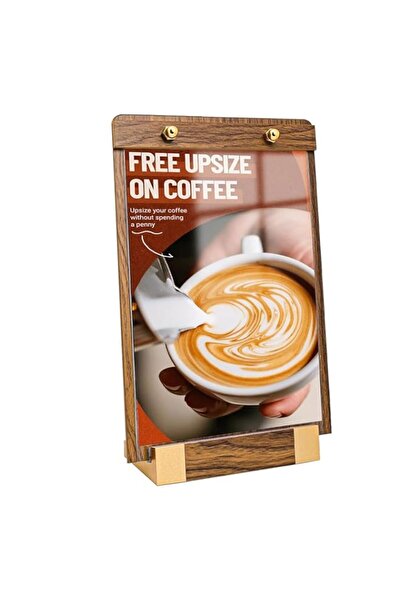 Generic Brand A4 Acrylic Sign Holder with Wooden Base, 8.5"x11" Vertical Tabl...