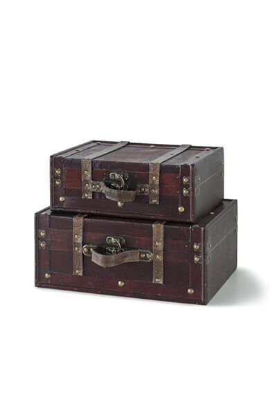 Generic Brand SLPR Decorative Vintage Suitcase Boxes with Hinged Lids – Set o...