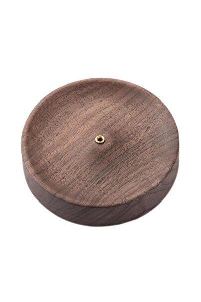 Generic Brand Tazweeq Black Walnut Incense Holder for Sticks, Round Wooden In...