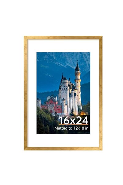 Generic 16X24 Picture Frame Gold Poster Frame for 12x18 Picture with Mat or 1...