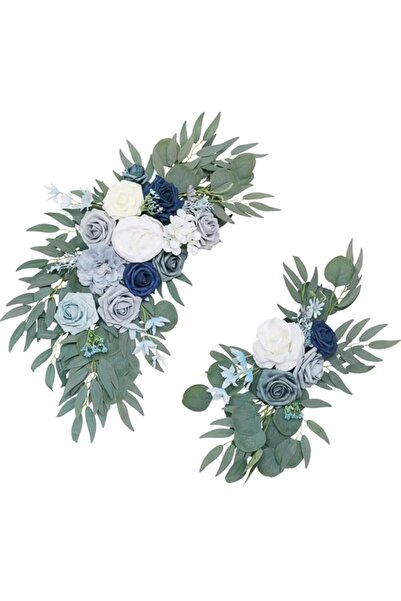 Generic Brand 2 Pack Dusty Blue Flower Swag, Artificial Silk Wedding Arch Flo...