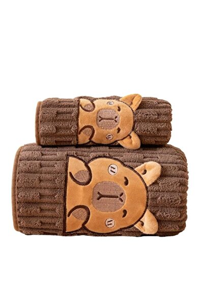 Generic Capybara Bath Towels Set of 2, Super Soft Coral Fleece Bath & Hand To...