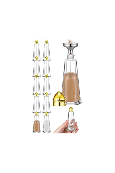 Generic 10 Pcs Tower Salt and Pepper Shakers, 1 oz Refillable Glass Spice Dis...