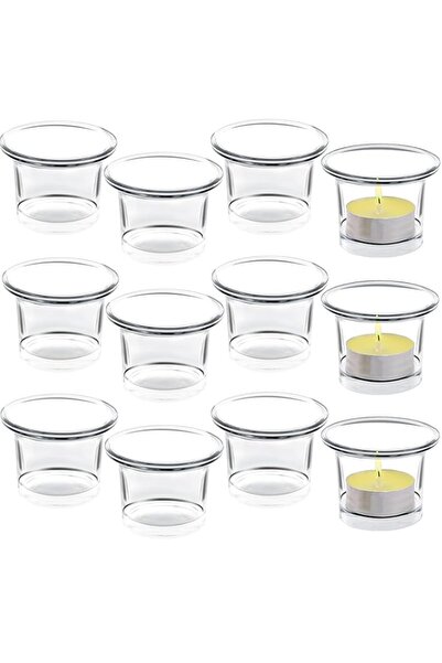 Generic Brand Set of 12 Clear Glass Candle Holder in Bulk,Thicker Candlestick...