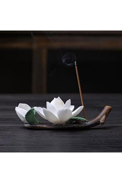 Generic Brand Incense Holder for Sticks, Handmade Ceramic White Jasmine Flowe...