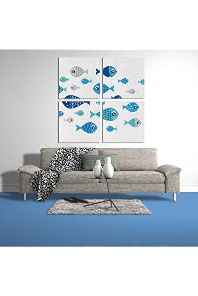 Generic Brand BPA® Fishes Are Different, Canvas wall art, Blue, Canvas, 4 Pie...