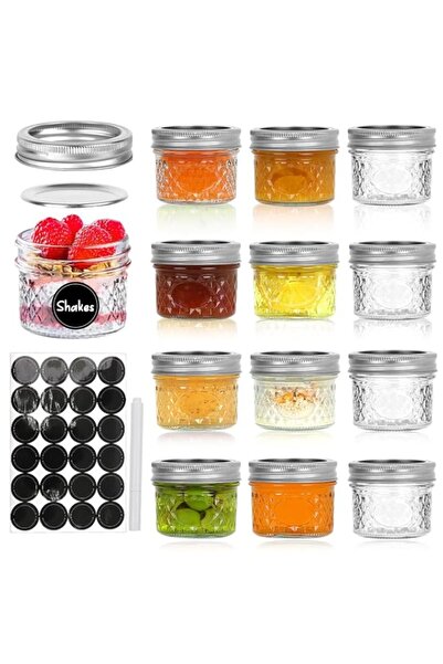 Generic HASTHIP® 12PCS Wide Mouth Glass Mason Jars with Lids, 4oz Glass Jars ...
