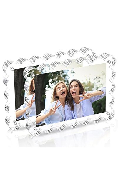 Generic Brand Acrylic Photo Frames, 2 Pack, Magnetic Acrylic Block Picture Fr...