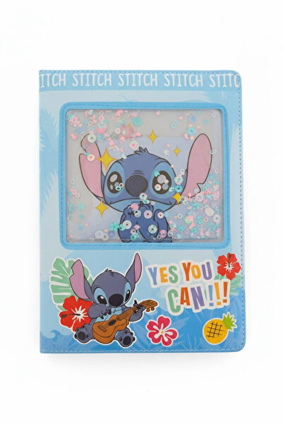 kruxon Kawaii Designed Sequined Watercolor Striped Notebook Stitch