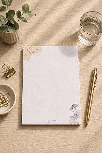Aysutudio Kelebek-Çiçek Temalı A5-Notepad-Not Defteri-Bloknot