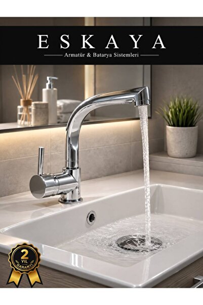 ESHOME Armut BalıkSırtı BoruluBanyo Lavabo Bataryası Çeşmesi Musluğu Çift Su ...