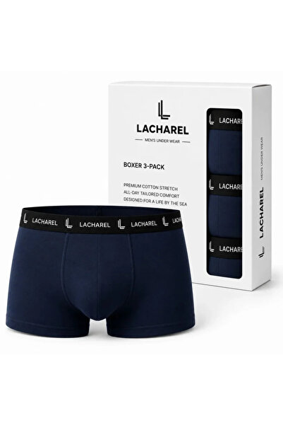 Kokosh moda Men's Lycra Cotton Breathable Combed Cotton Boxer 3-Pack - Navy Blue