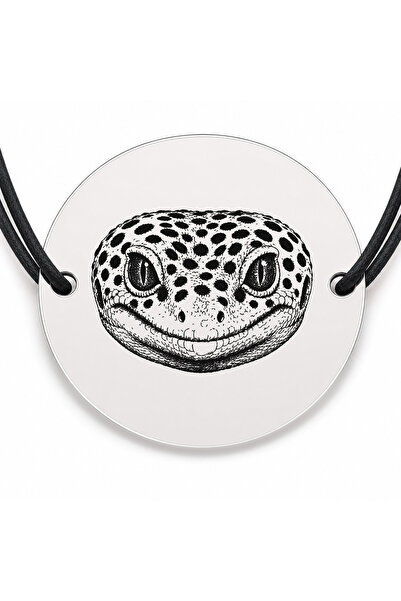 Simoshop Brățară argint 925 cu bănuț gravat portret de gecko leopard, șnur ne...