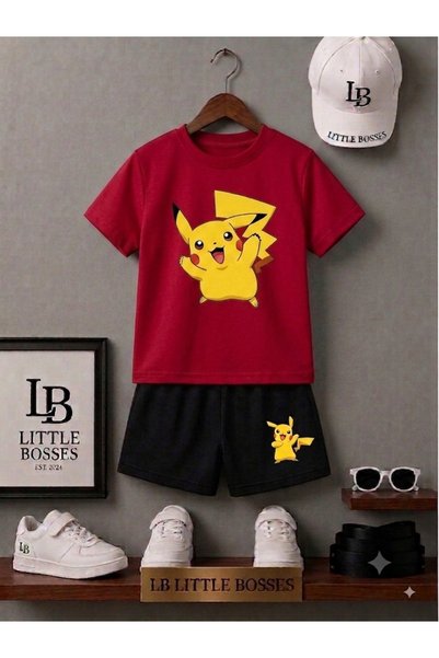 LB little bosses Summer Shorts T-Shirt Unisex (Pikaçu)