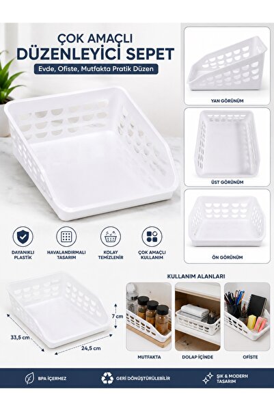 kumkumticaret **Çok Amaçlı Plastik Düzenleyici Sepet Mutfak Banyo Dolap İçi R...