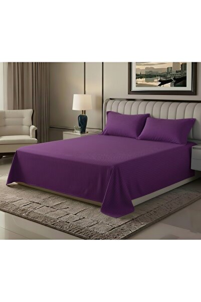 MAXQON ® 3-Piece Flat Bed Sheet Set – Double Size Flat Sheet (230x255 cm) wit...