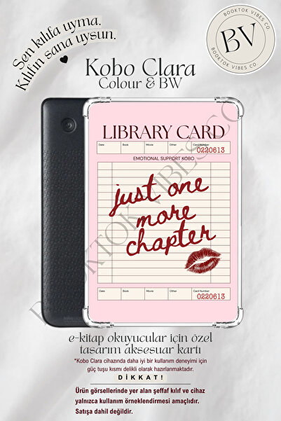 BookTok Vibes Co. Kütüphane Kartı Temalı Pembe Insert - Kindle ve Kobo E-Kita...