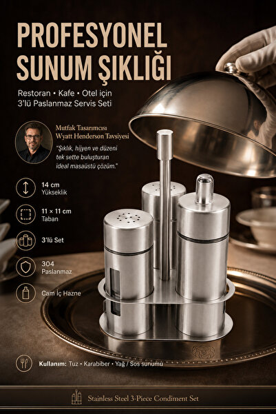 Transformacion 3'lü Paslanmaz Çelik İçi Cam Kavanoz Seti 14 cm Standlı Set Re...