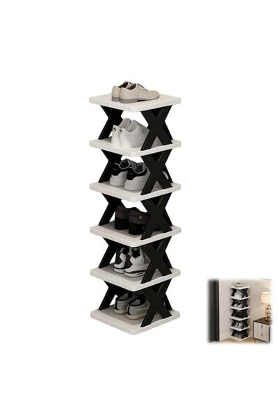 Generic 6 Tier Space Saving Shoe Rack Sturdy Non Toppling X Shape Easy Instal...
