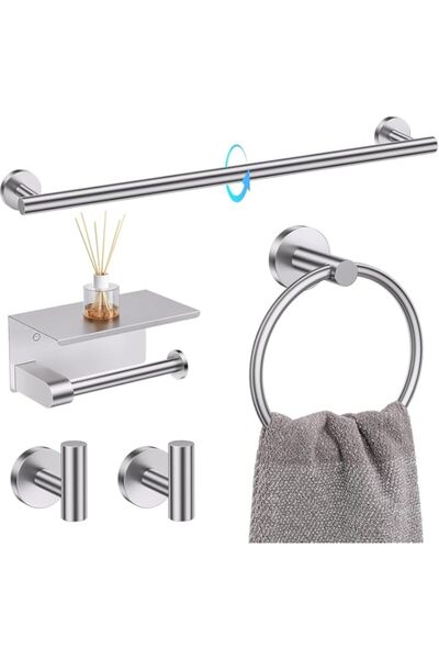 Generic Bathroom Towel Bar Holder Sets, 5 Piece, Brushed Nickel Bathroom Hard...