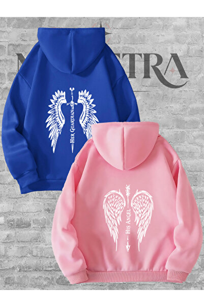 Modetra Women Men Unisex Angel Wing Printed Text Printed on the Back Lover Co...